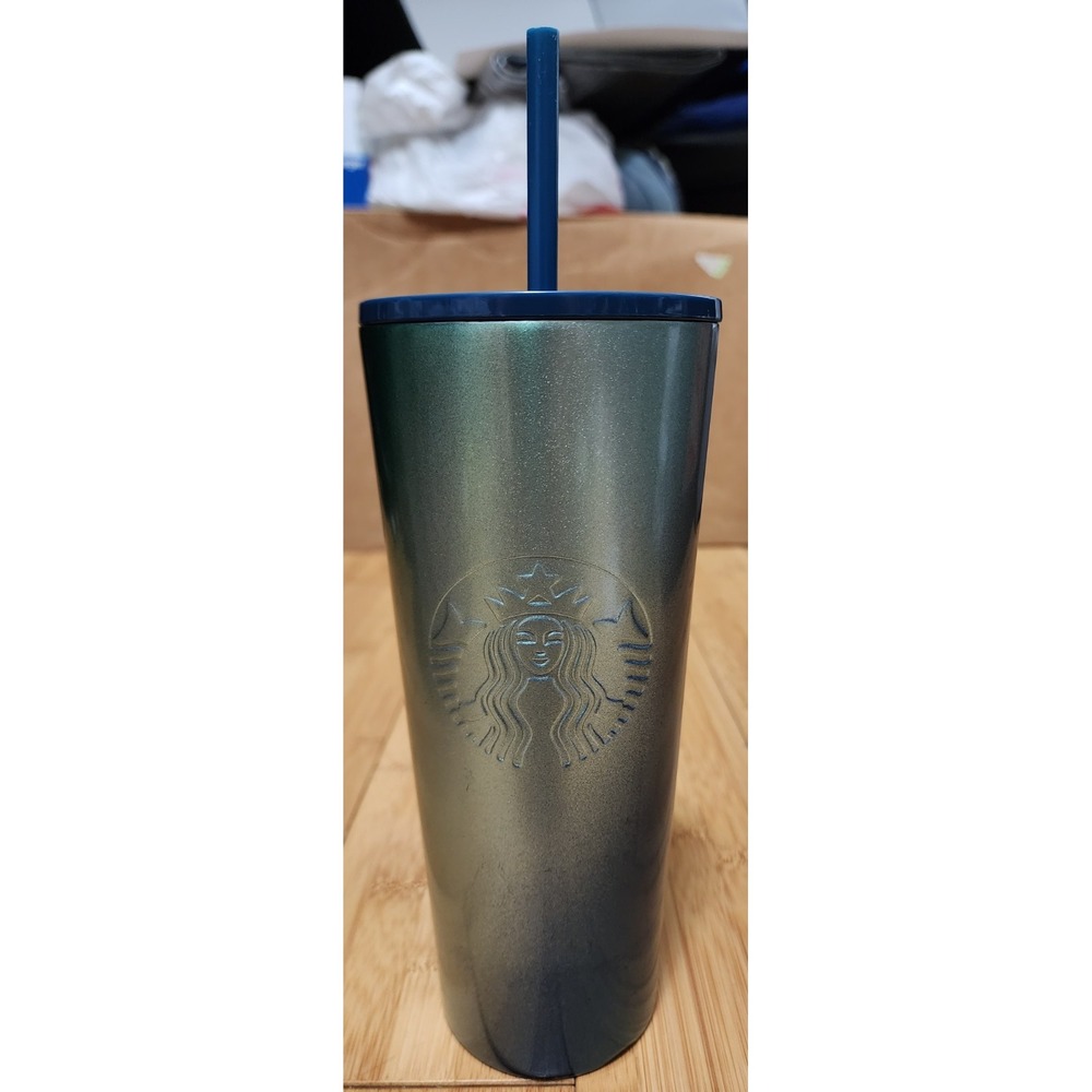 Starbucks 2021 Holiday Blue and Green Ombré Stainless Steel Tumbler Cup 24oz